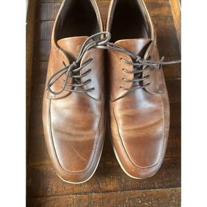 ECCO Men's Brown Leather‎ OXFORD Lace-Up Comfort Shoes Size: 9-9.5M